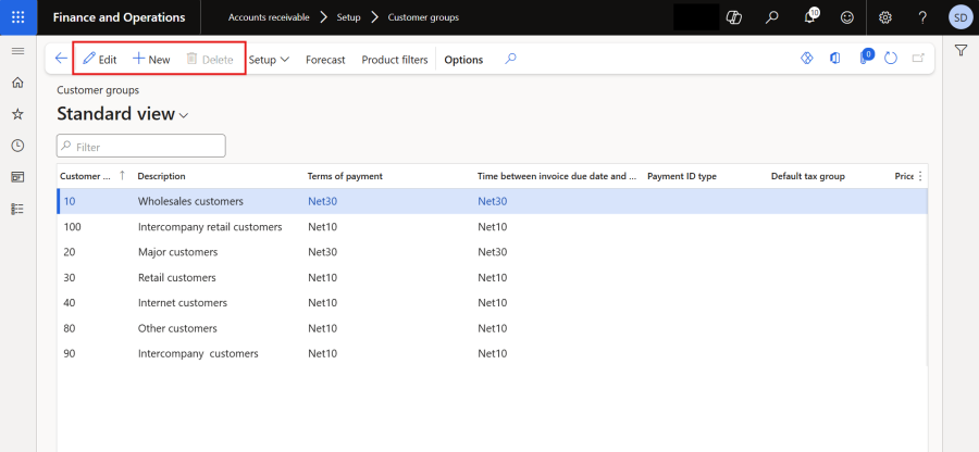 Example: Role Assignment for Customer Group