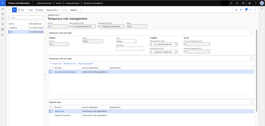 Temporary Role Management