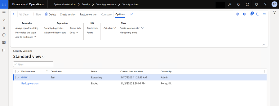 Security Architecture Versioning
